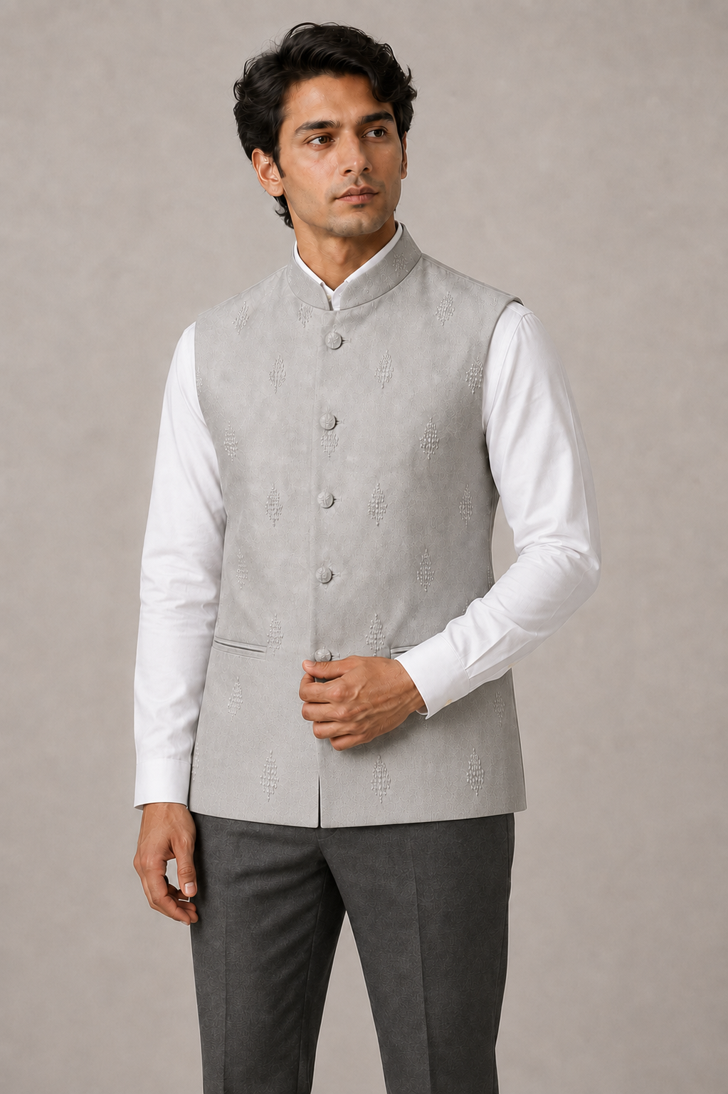 Geometric Motifs Suede Jacket