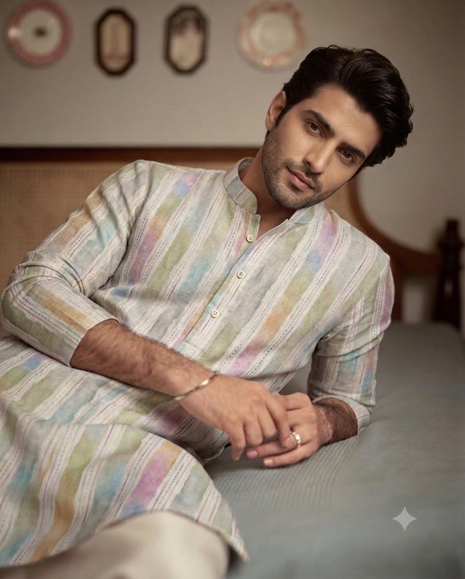 Light Multicolor Brushstroke Kurta