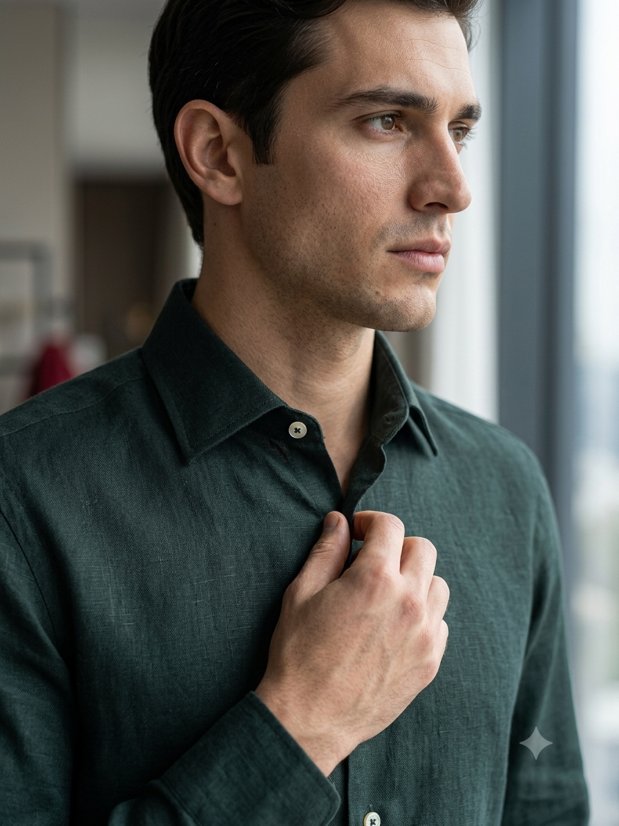 Midnight Green Linen Shirt