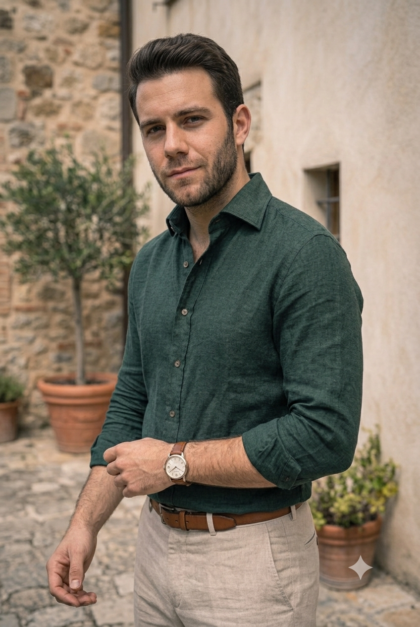 Midnight Green Linen Shirt