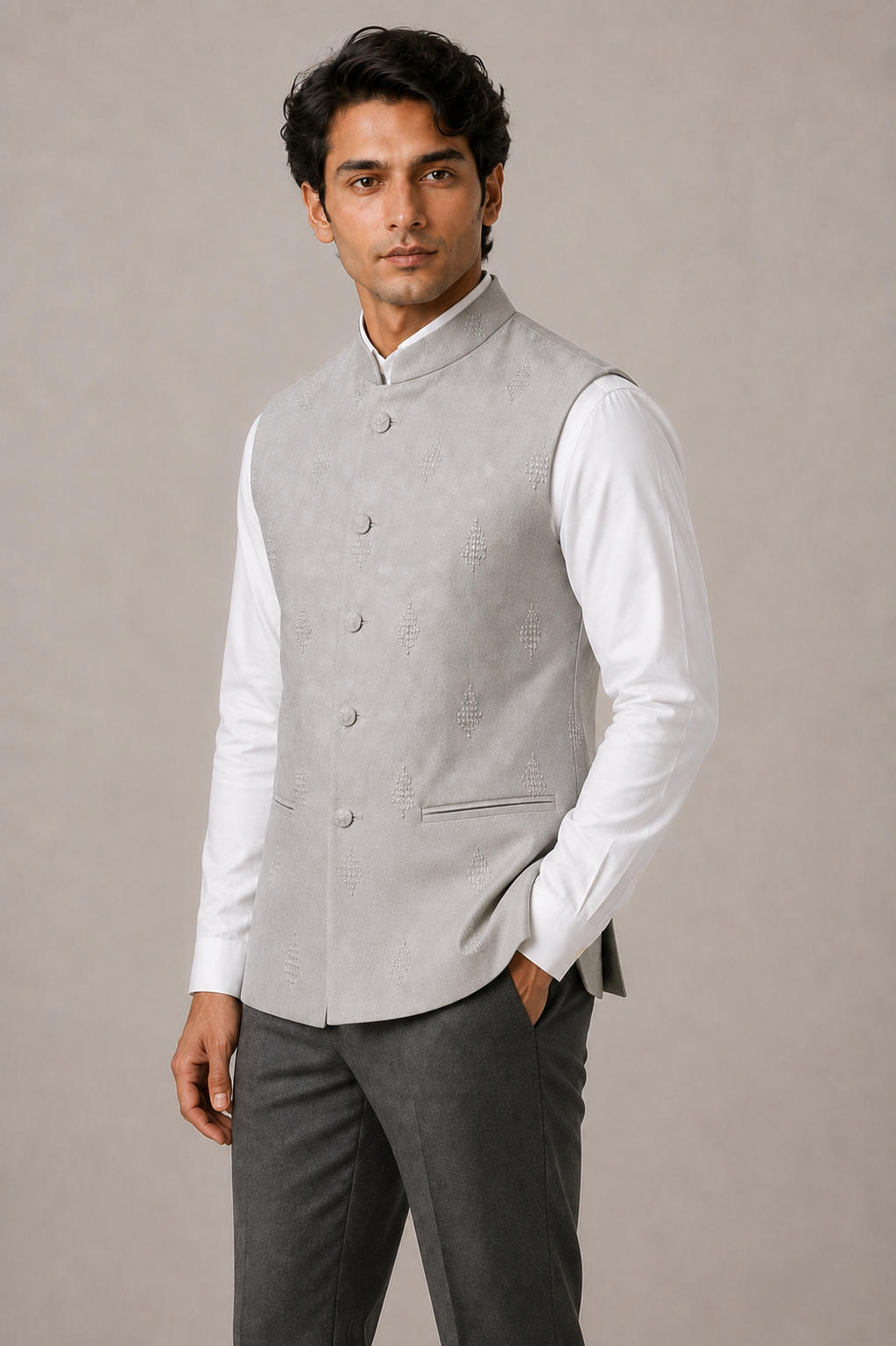 Geometric Motifs Suede Jacket