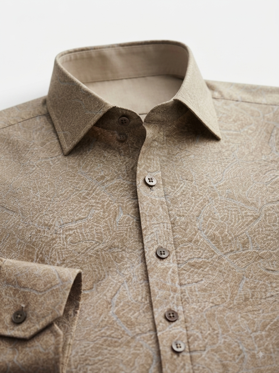Earth-Tone Abstract Print Shirt