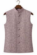 Vintage Rose Botanical Embroidered Nehru Vest