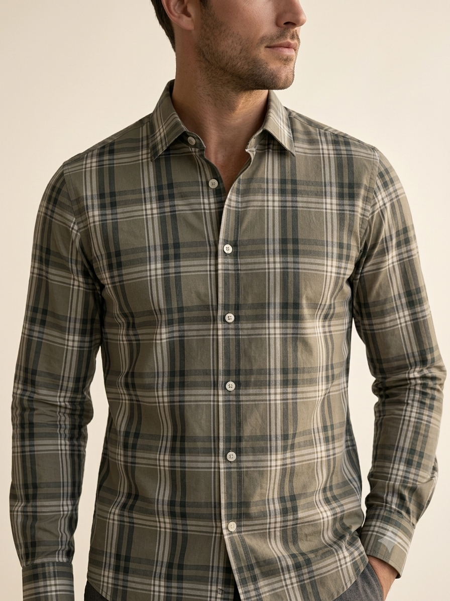 Earthy Olive Tartan Check Shirt