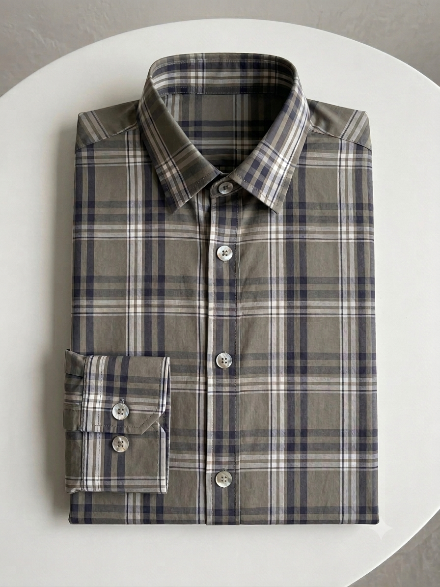 Earthy Olive Tartan Check Shirt