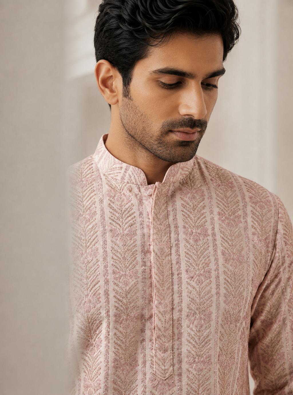 Heritage Rose Gold Embroidered Kurta