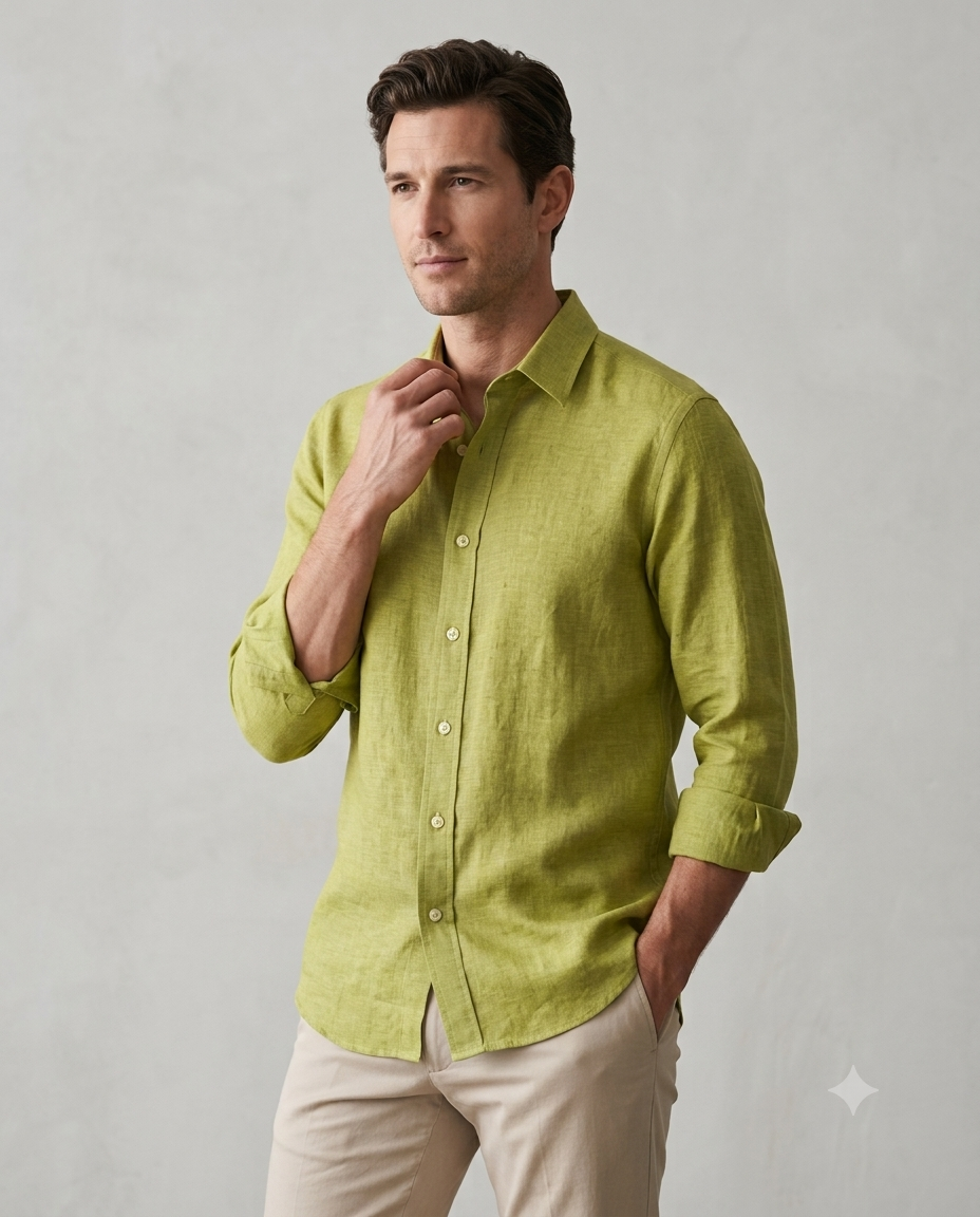 Riviera Olive Linen Shirt