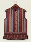 Burgundy Multi-Stripe Silk-Blend Jacket