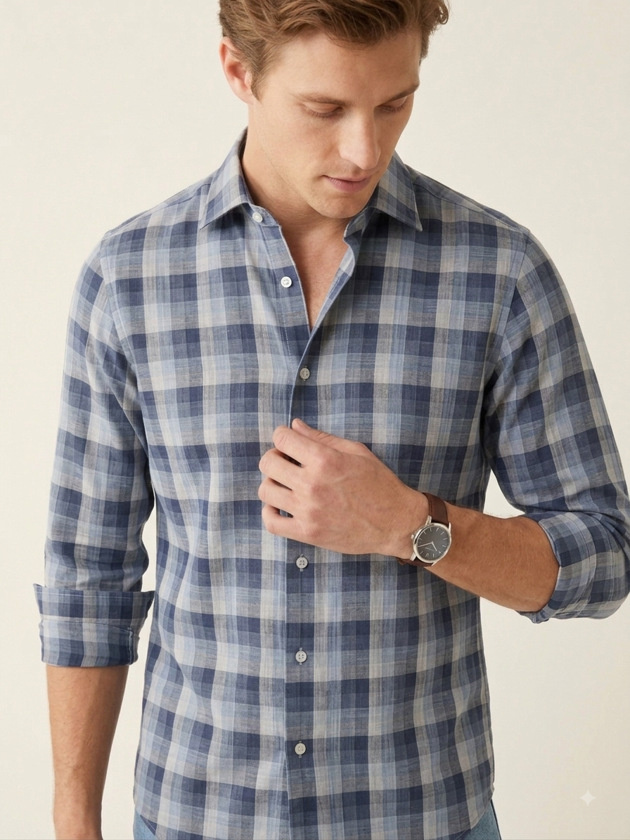 Faded Navy Plaid Weekend Shirt