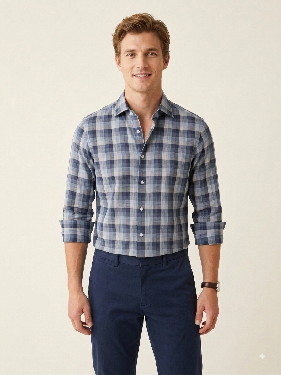 Faded Navy Plaid Weekend Shirt