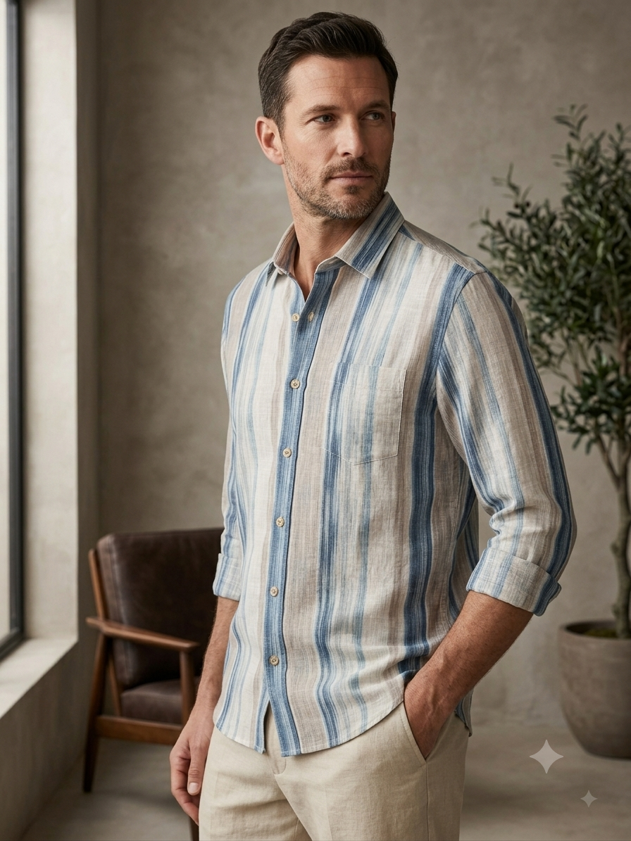 Artisan Blurred Stripe Linen Shirt