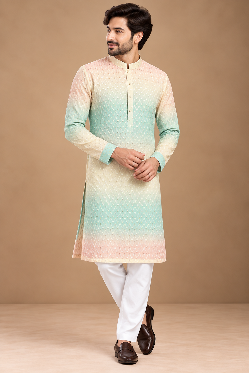 Pastel Ombre Embroidered Festive Kurta