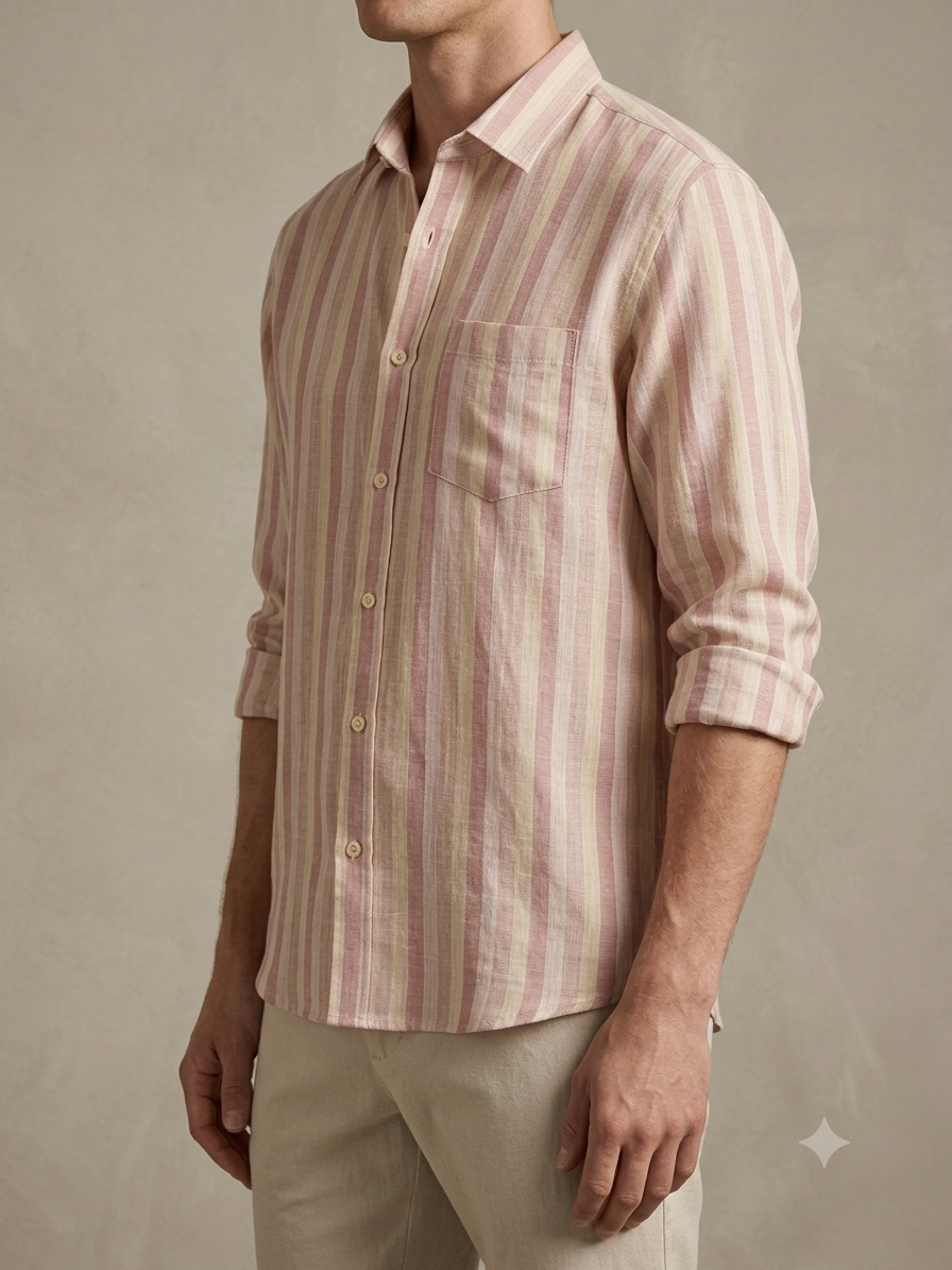 Pastel Striped Pure Linen Shirt