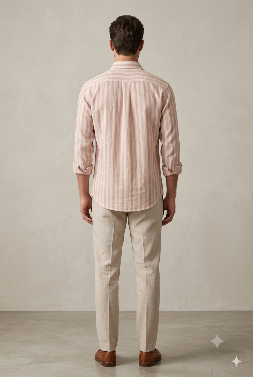Pastel Striped Pure Linen Shirt