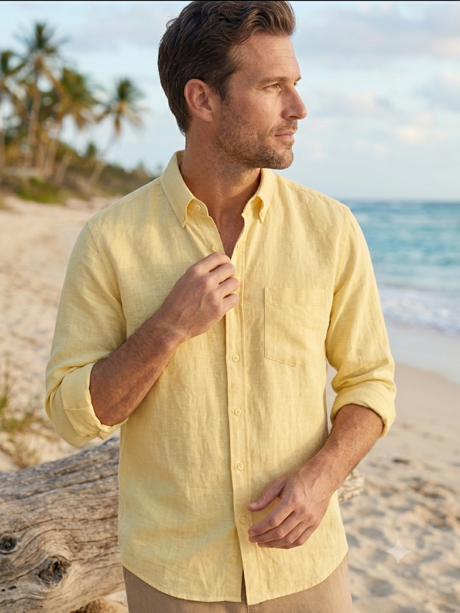 Coastal Yellow Linen Shirt