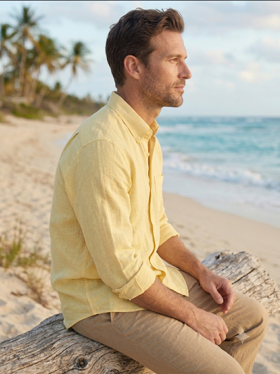 Coastal Yellow Linen Shirt