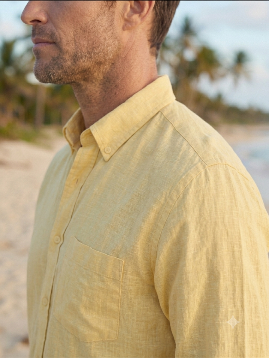 Coastal Yellow Linen Shirt
