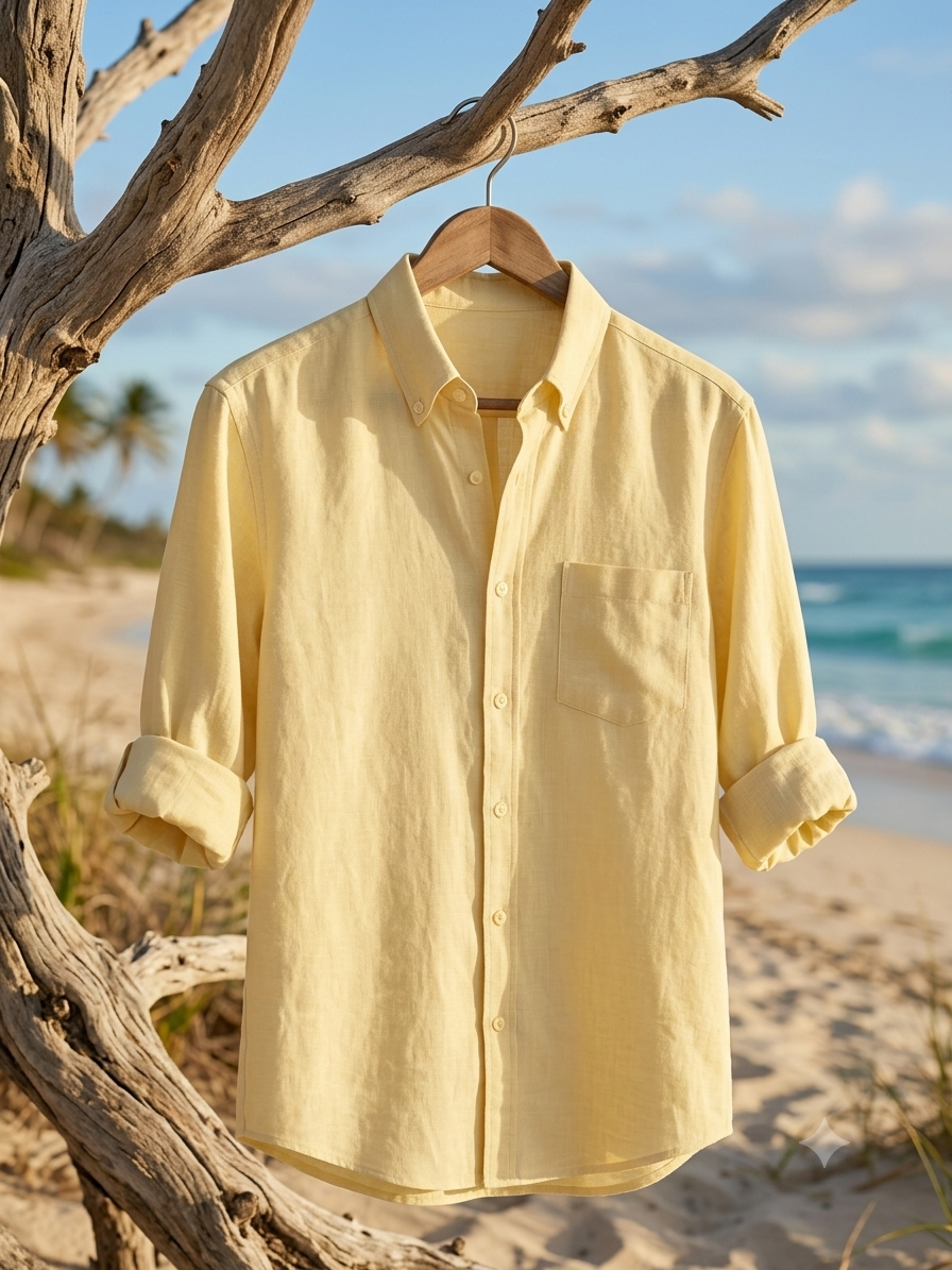 Coastal Yellow Linen Shirt
