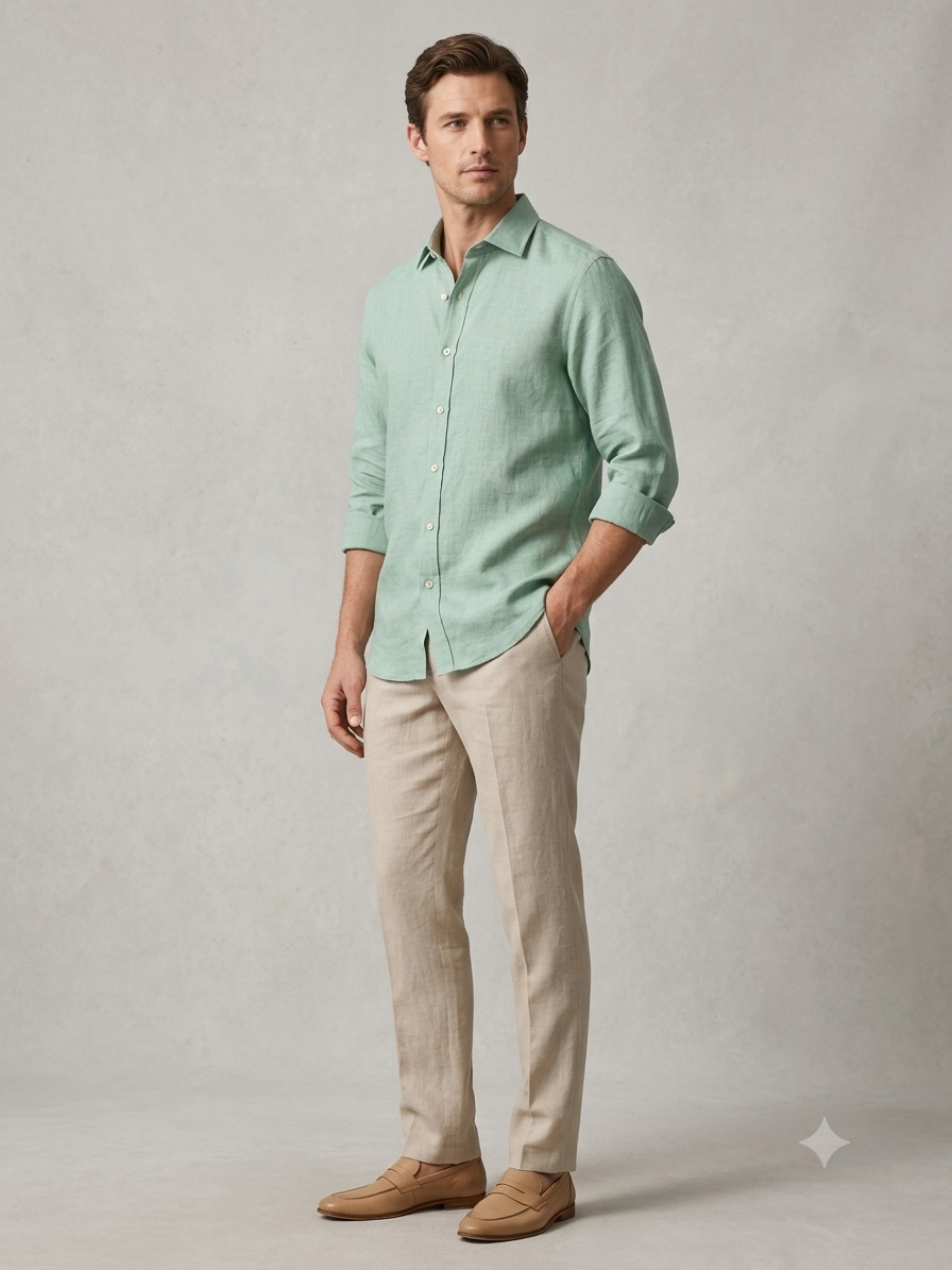 Sage Green Linen Shirt