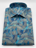 Teal Geometric Digital Print Pure Cotton Shirt