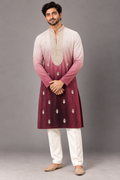 Crimson Fade Work Kurta