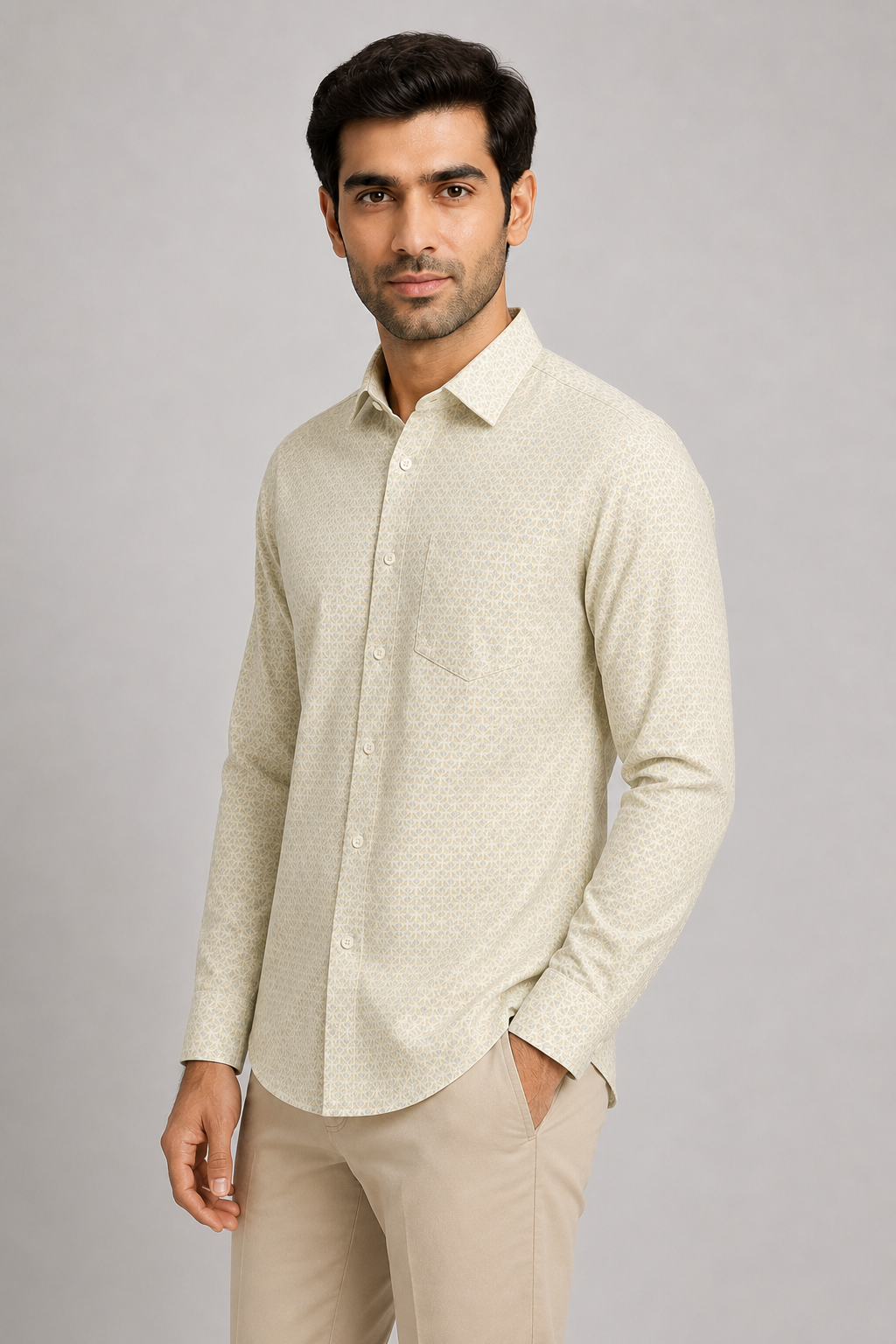 Pure Cotton Micro-Print Shirt