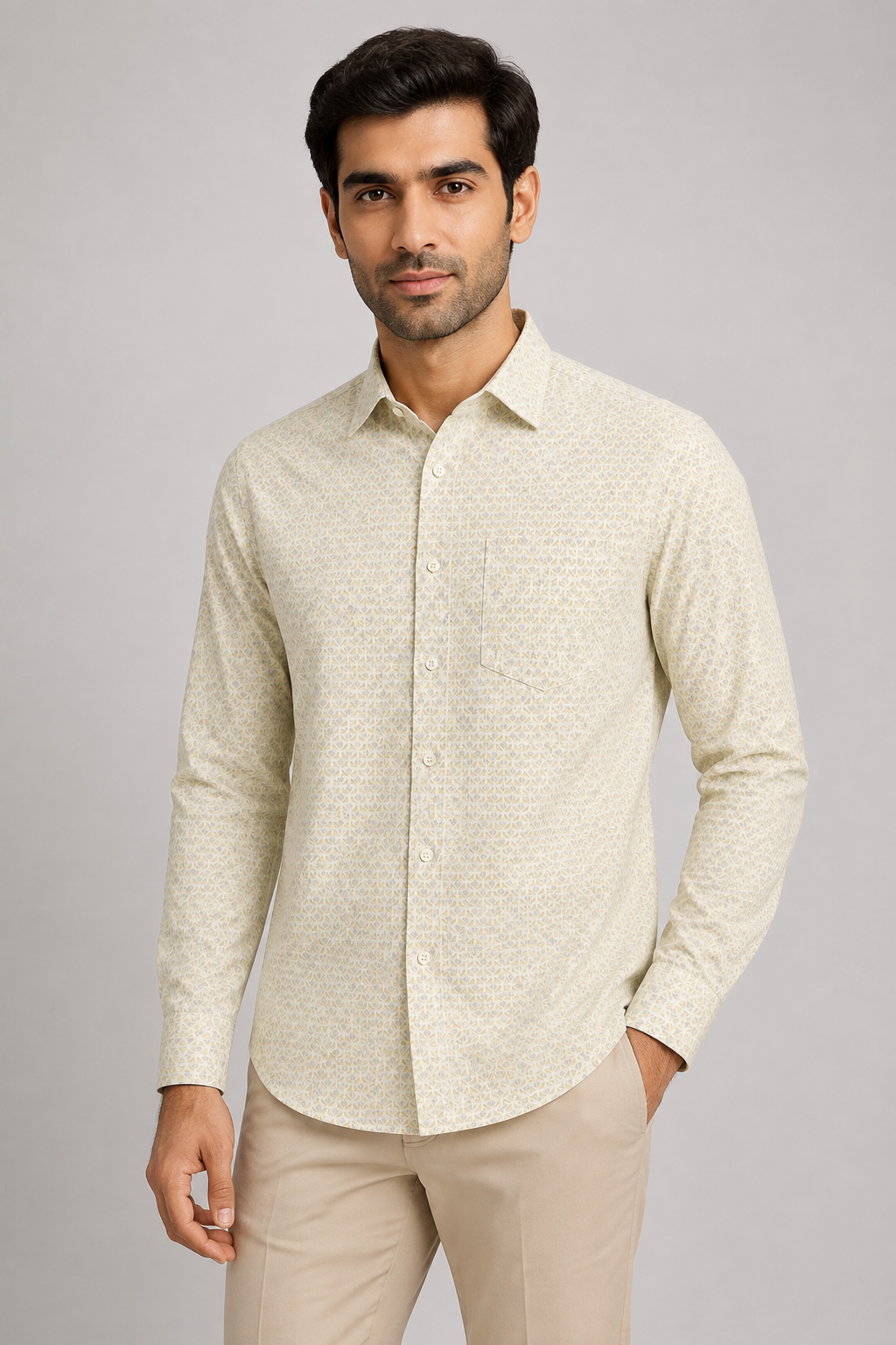 Pure Cotton Micro-Print Shirt