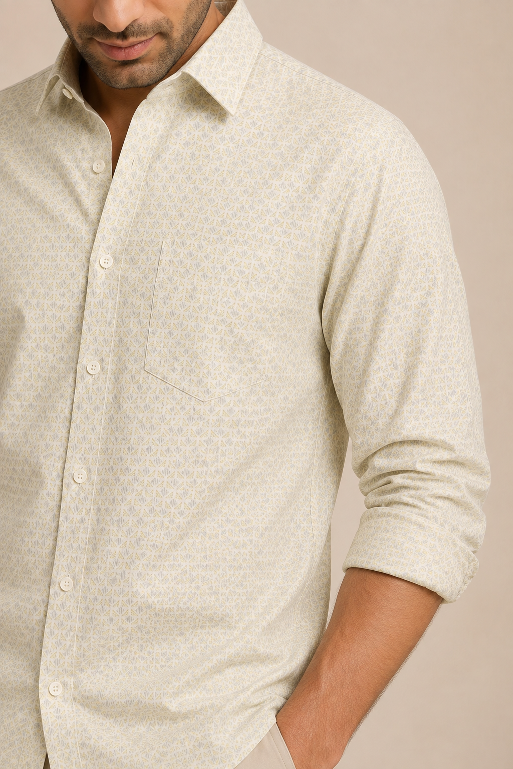 Pure Cotton Micro-Print Shirt