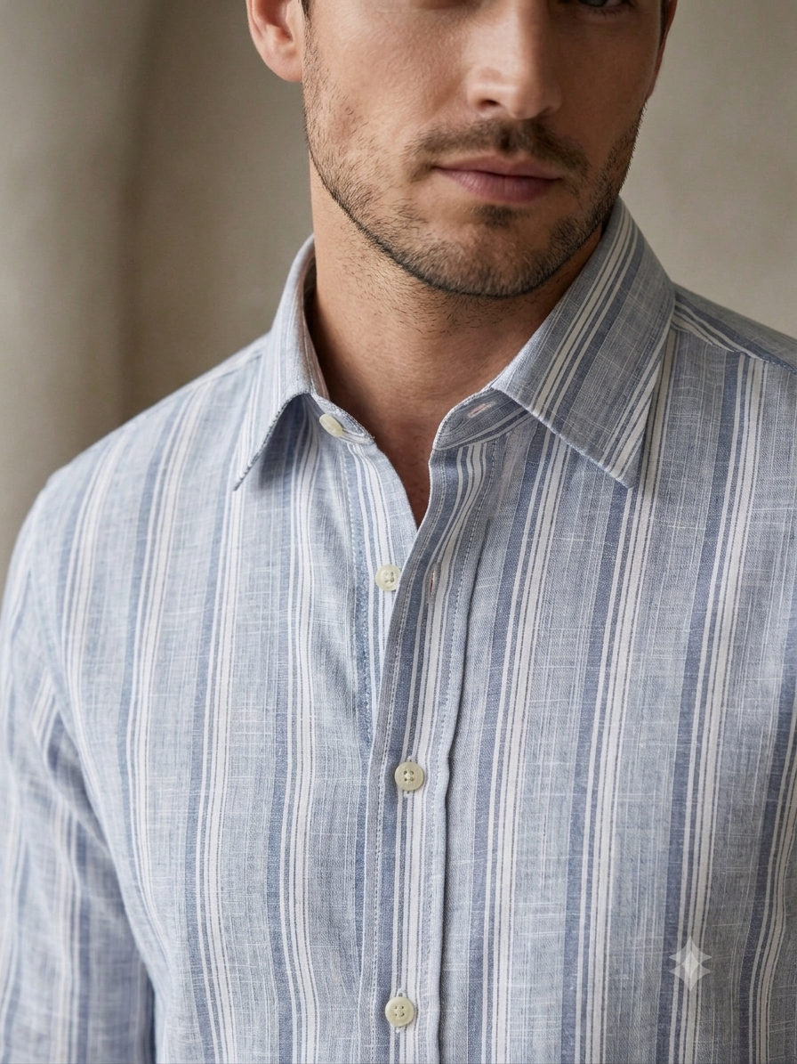 Pure Cotton Slub Striped Shirt