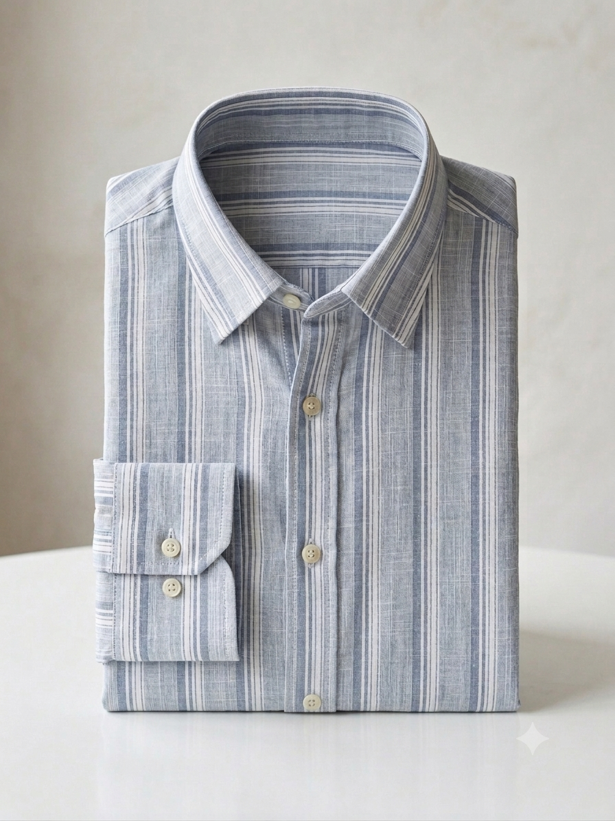 Pure Cotton Slub Striped Shirt