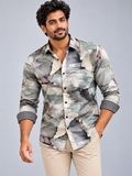 Impressionist Shirt in Earthy Sage & Charcoal Shirt