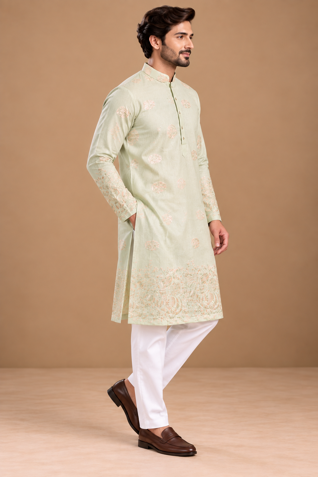 Pistachio Threadwork Festive Kurta