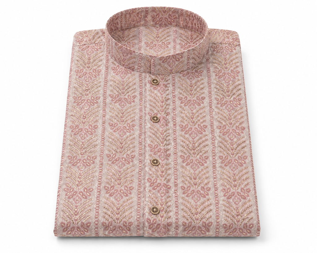 Heritage Rose Gold Embroidered Kurta