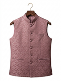 Mauve Damask Brocade Bandi Jacket