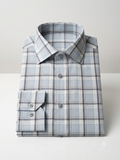 Fine Twill Plaid Dress Shirt Light Grey
