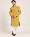 Mustard Bandhej Diamond Kurta