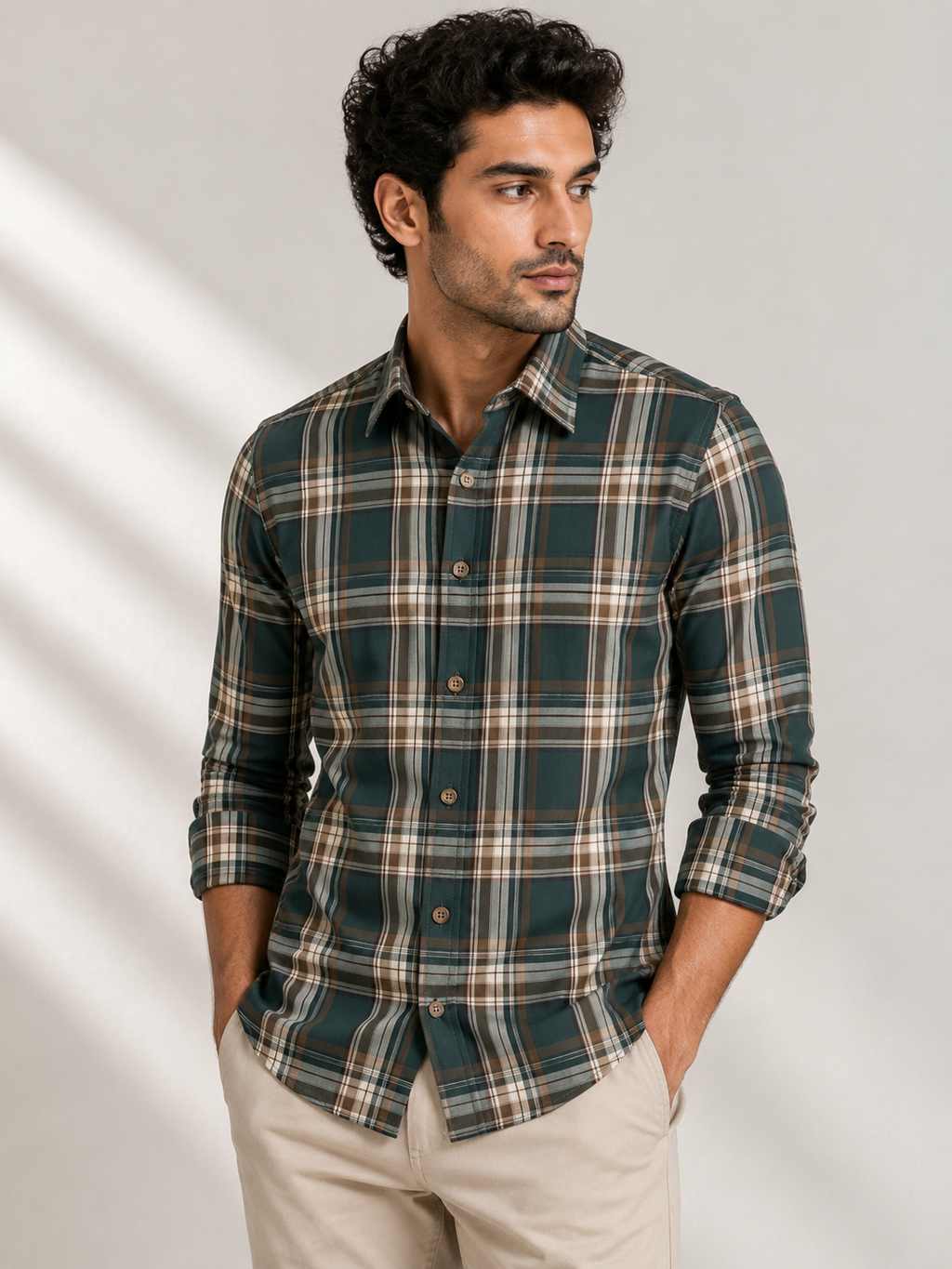 Deep Teal & Brown Everyday Check Shirt