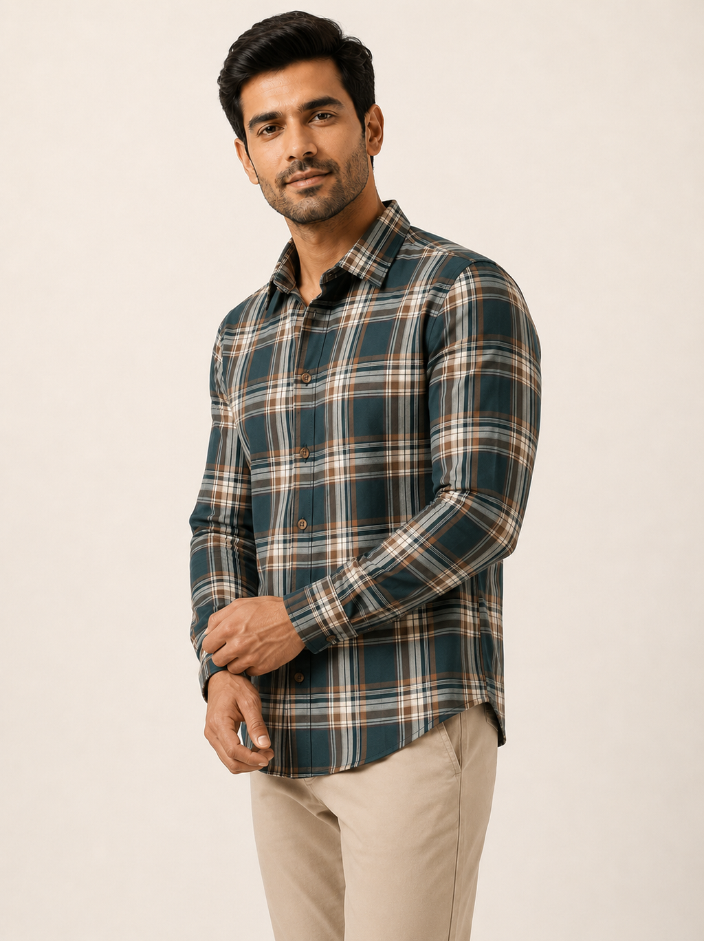 Deep Teal & Brown Everyday Check Shirt
