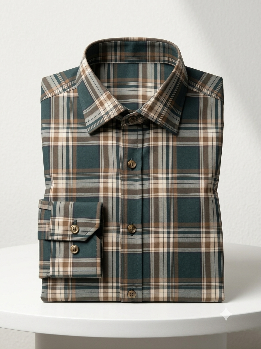 Deep Teal & Brown Everyday Check Shirt