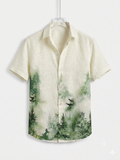 Forest Green Printed Linen Shirt