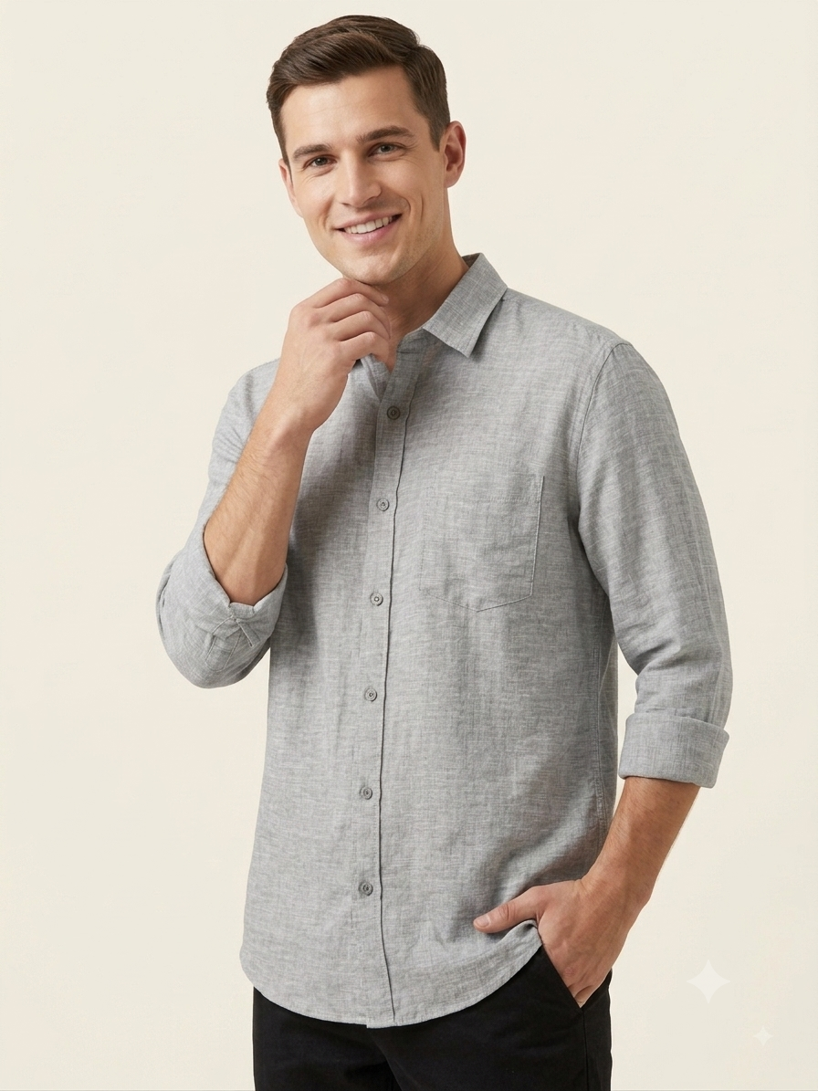 Cloud Grey Linen Shirt