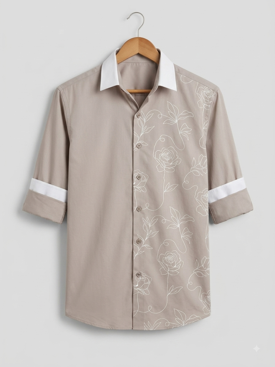 Ash Grey Contour Floral Shirt