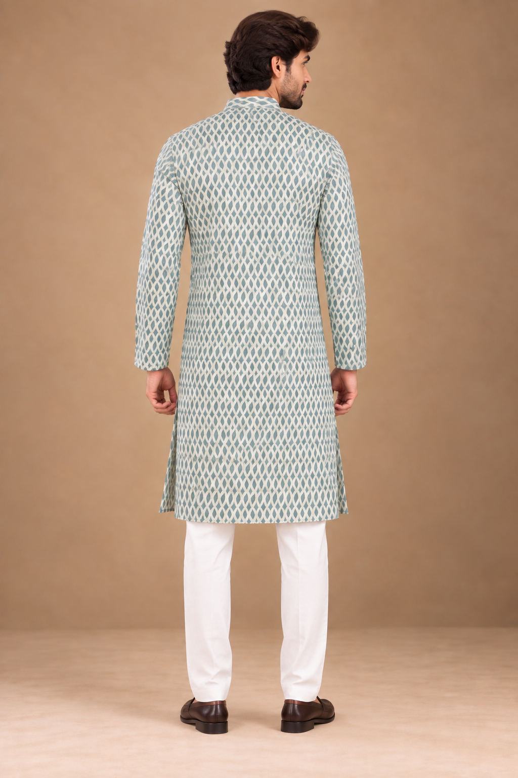 Seafoam Lattice Embroidery Kurta