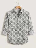 Grey Watercolor Geo-Print Shirt