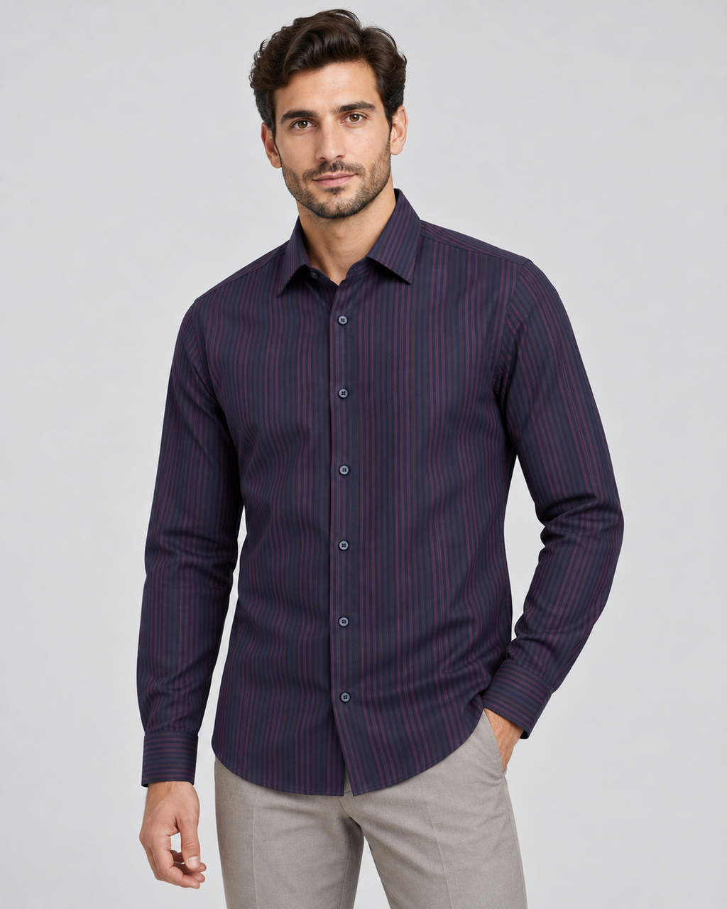 Midnight & Crimson Linear Shirt