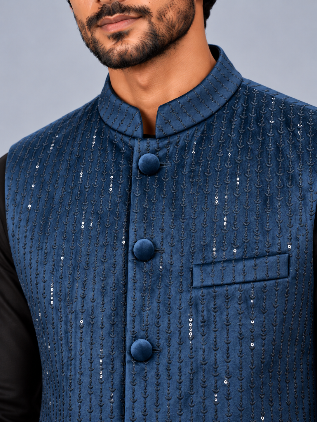 Royal Blue Rain-Drop Velvet Jacket