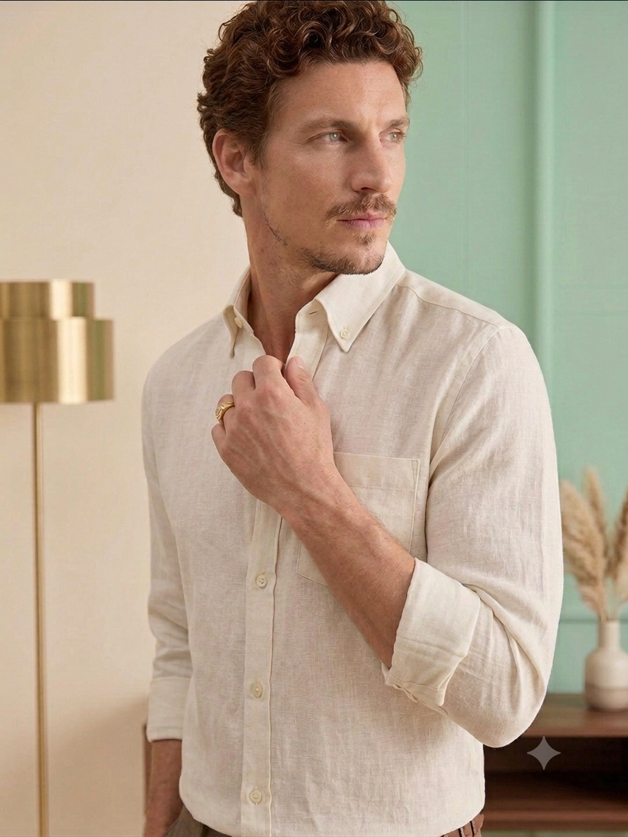 Ivory Cream Linen Shirt
