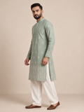 Mint Embroidered Daman Kurta