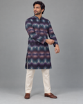 Midnight Chevron Ombre Printed Kurta