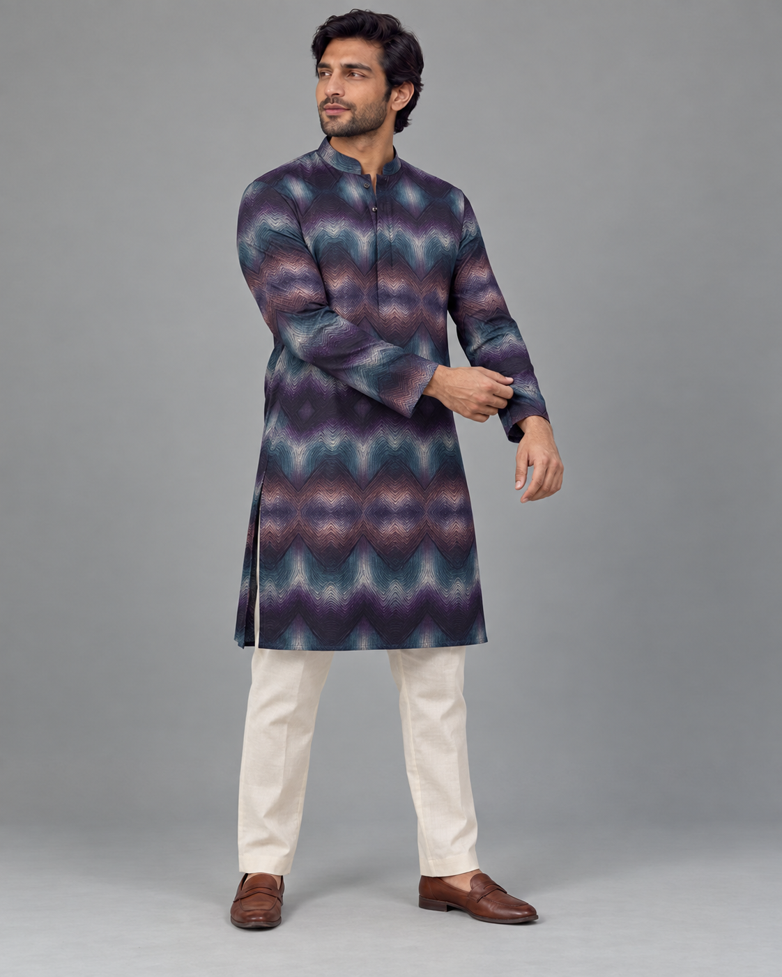 Midnight Chevron Ombre Printed Kurta